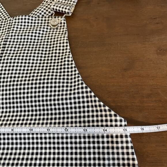 Gingham Overall Mini Dress Black White Women's Small Stretchy Casual Grunge 90s - Picture 7 of 7